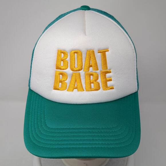 Boat Babe Snapback Trucker Hat Blue One Size Adjustable Embroidered Mesh Back Ha - Picture 2 of 9